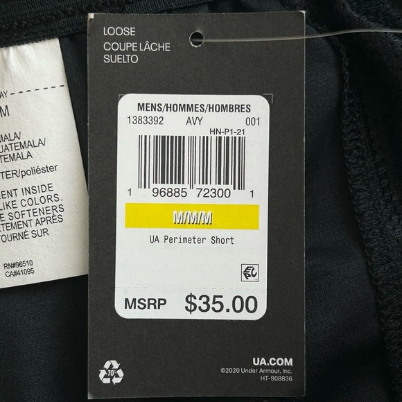 Under Armour Men's UA Perimeter 10" Shorts Black/White size Medium - Picture 7 of 9